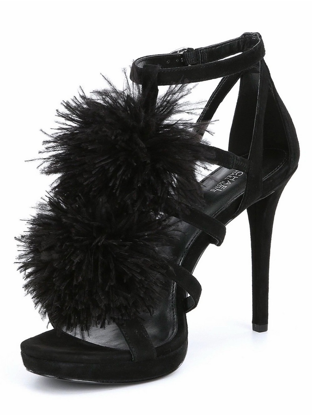 MICHAEL Michael Kors Fara Suede Pom Pom Detail Dress Sandals Sz 8.5 / NEW